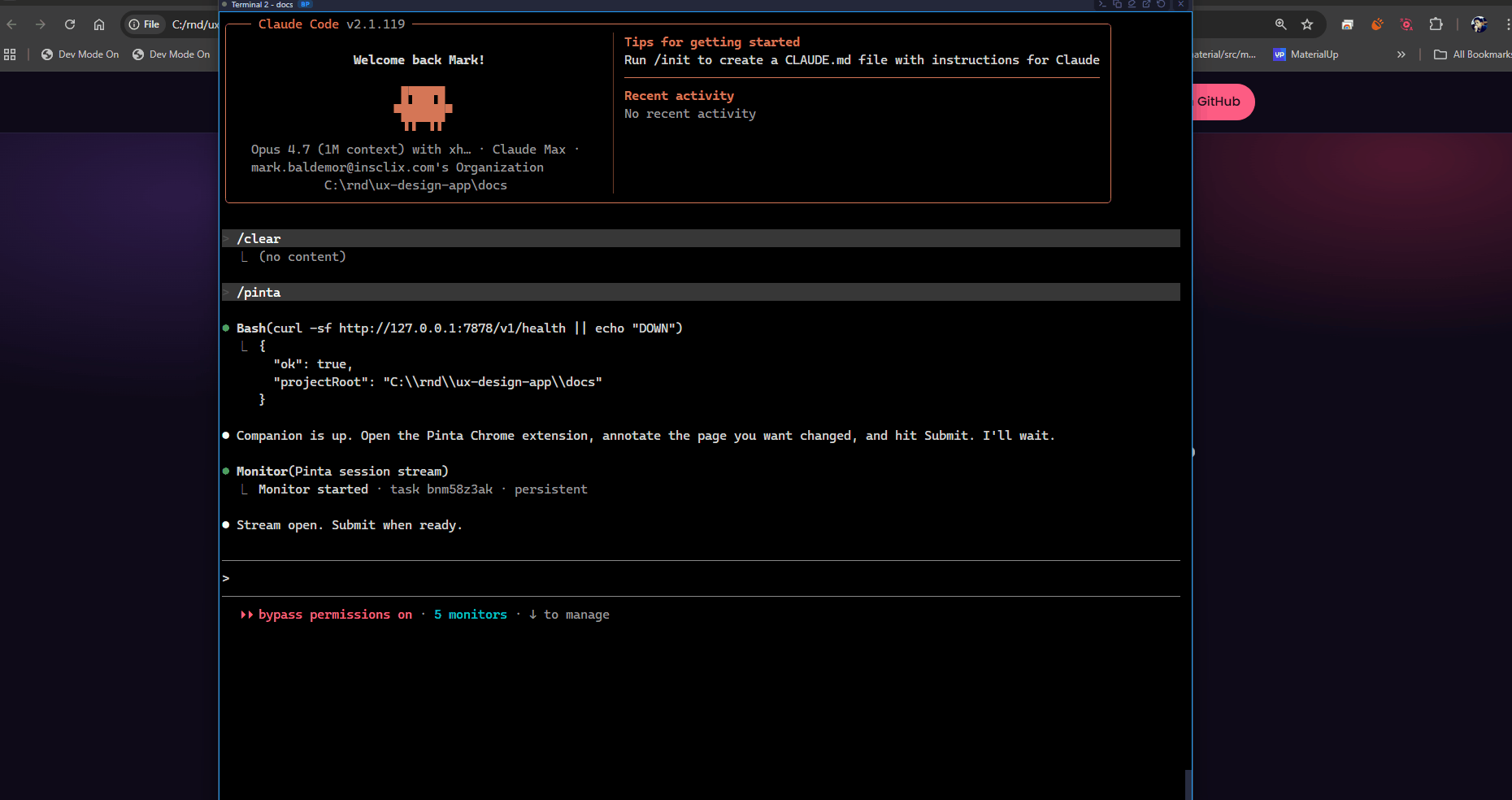 Pinta annotation flow — circle a UI element, type a comment, and an agent edits the source.